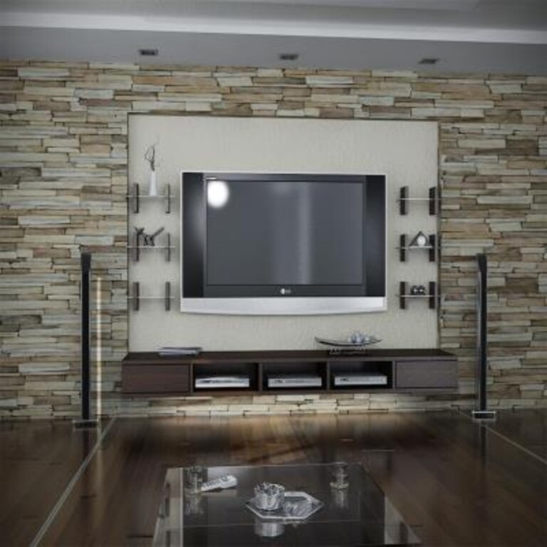 Contemporary Laminate TV Unit Design With Boxes