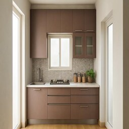 Contemporary Teal and White L Shaped Kitchen with Shaker Cabinets