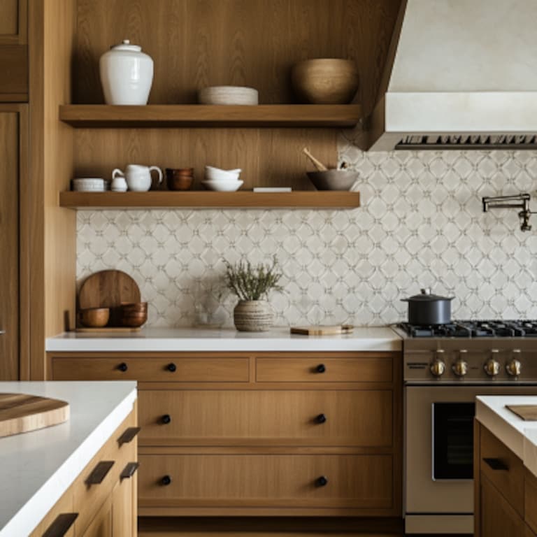 Ceramic Contemporary White Kitchen Tile Design with Moroccan Pattern