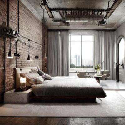Romantic Industrial Master Bedroom Design