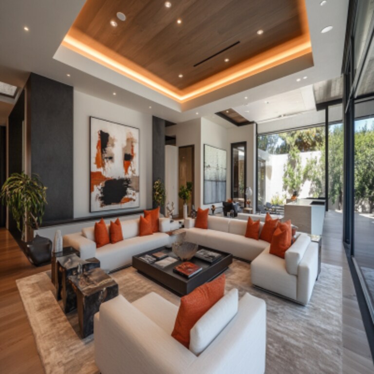 Contemporary Double-Layered Ceiling Design With Cove Lights