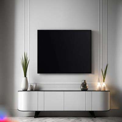 Modern White and Black Wall-Mounted TV Cabinet Design