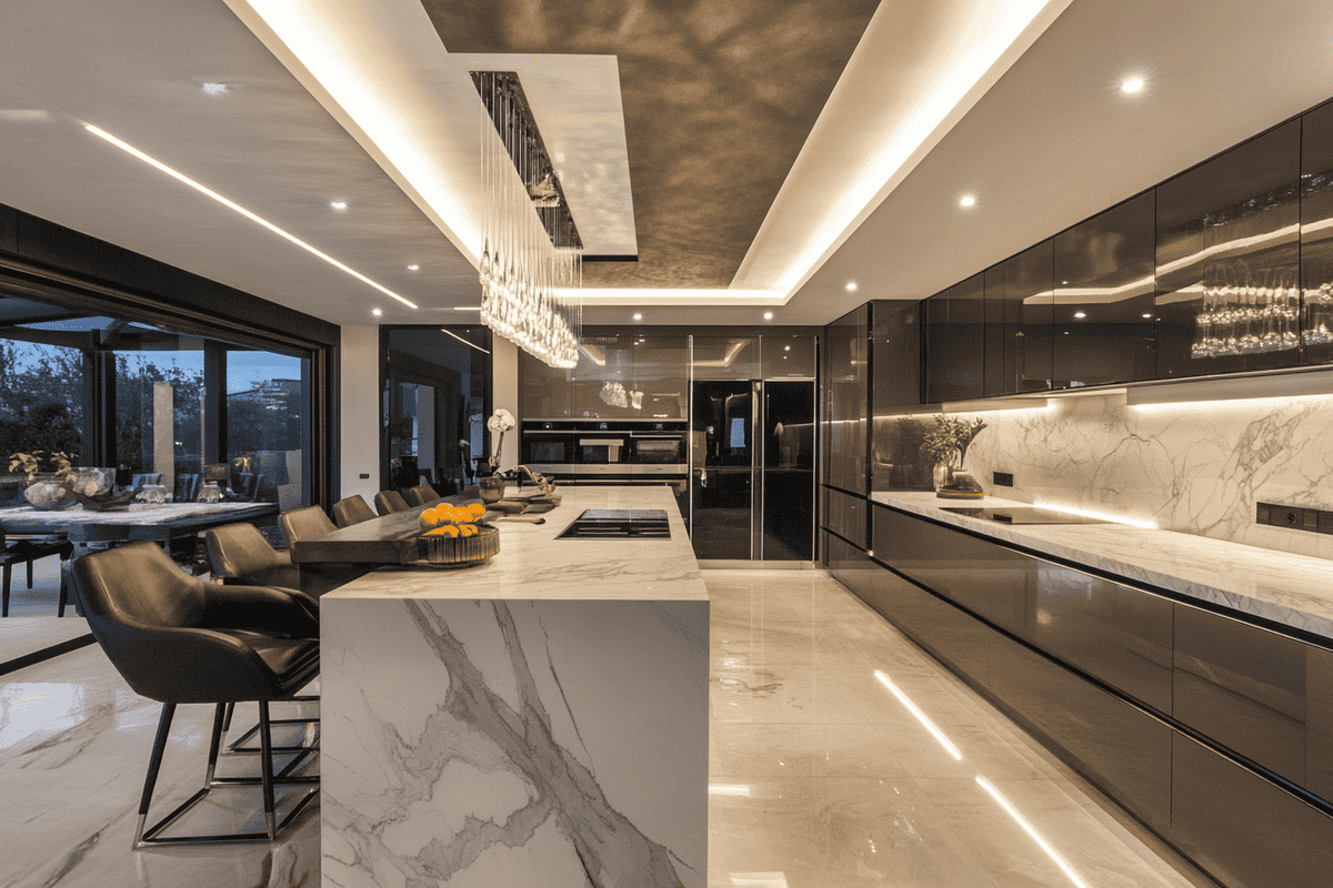 Contemporary Dual Double-Layered Ceiling Design For Kitchens