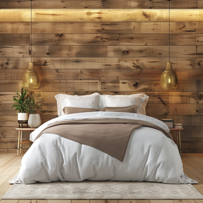 Classic Master Bedroom Design With Wooden Headboard Wall
