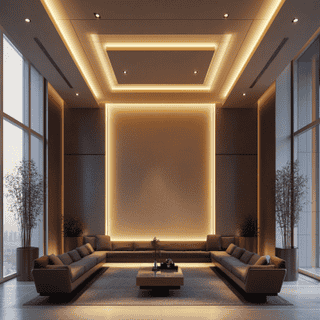 Modern Square Gypsum False Ceiling Design with Central Drop