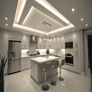 Modern Rectangle Tray Ceiling Design For Kitchens