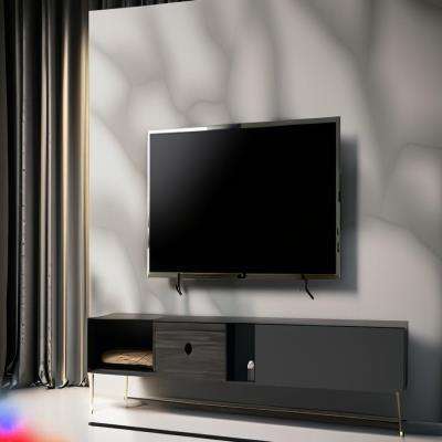 Modern TV Unit Design in Black With a Metallic Finish