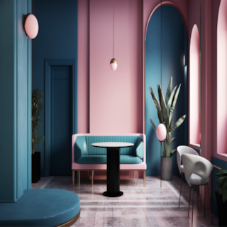 Modern Pink and Blue Wall Paint Design