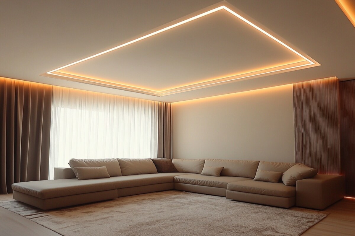 Modern Single-Layered POP Ceiling Design With Cove Lights