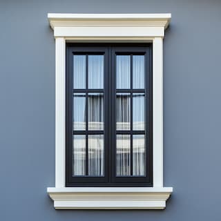 Modern White And Black Swing Window Design With Grills