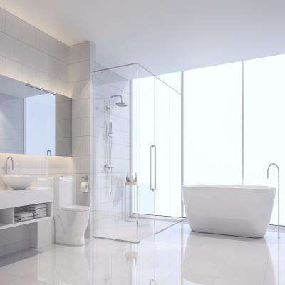 Glass Bathroom Design in Classic White