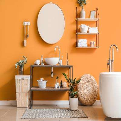 Colourful Bathroom Design in Bright Orange