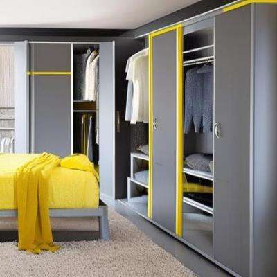 Luxurious Grey and Lemon Yellow Wardrobe Design