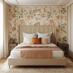 Contemporary Master Bedroom Design with Queen Bed and Geometric Art