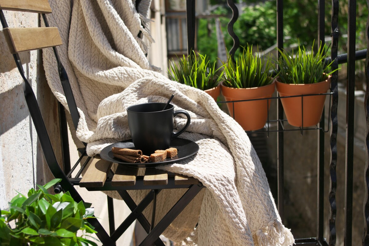 Cosy Brown and Beige Balcony Design