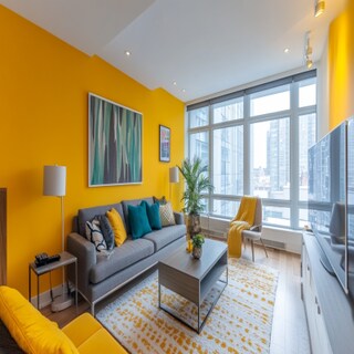 Contemporary Yellow Living Room Wall Paint Design