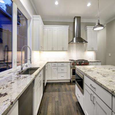 White and Grey Kitchen Countertop Tiles