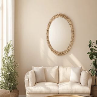 Modern Beige Wall Paint Design With A Framed Mirror