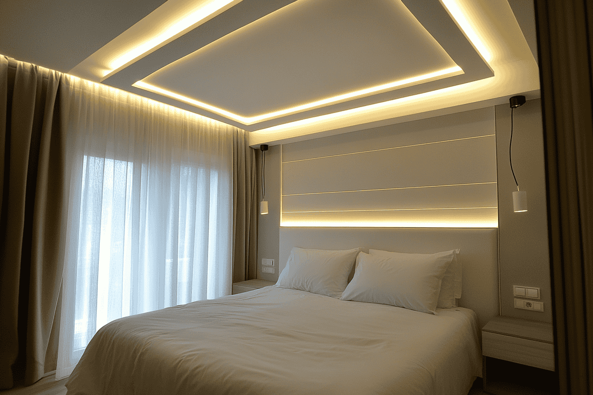 Modern White Double-Layered Gypsum Ceiling Design For Bedrooms