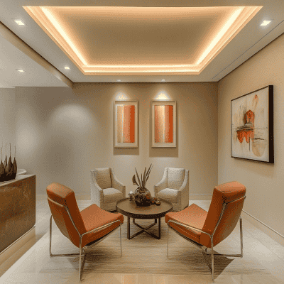 Contemporary Square Peripheral False Ceiling Design with Paint Finish