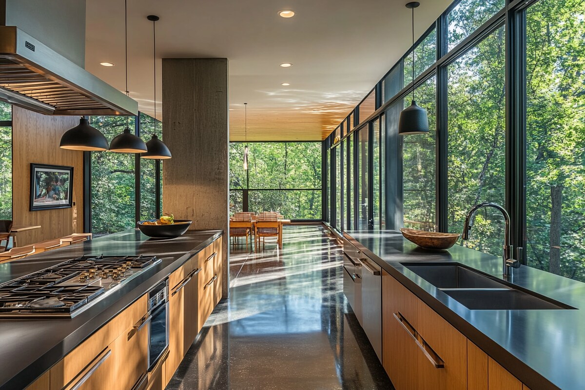 Sleek and Modern Parallel Kitchen Design With Cabinets