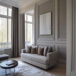 Contemporary Bedroom Wall Design With Wooden Panelling And Floral Wallpaper