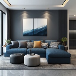 Contemporary Living Room Design With White Fluted Wall Paneling And ...