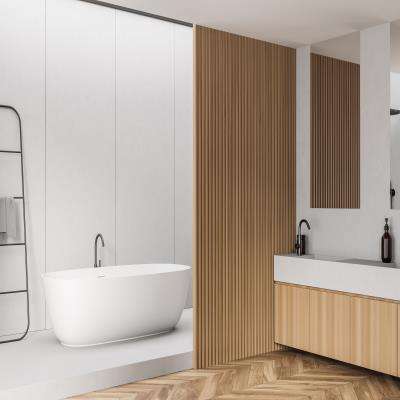 Modern Bathroom Design with Wooden Partition