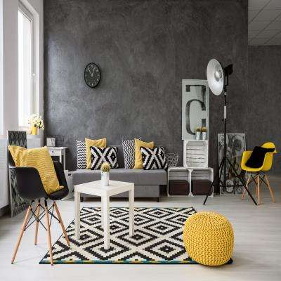 Yellow and Black Living Room Design With Cartoonic Elements