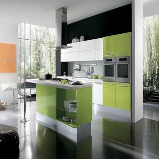 Lime and White Modern Open Kitchen Design