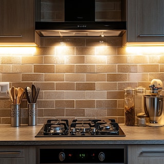 Ceramic Brown Stacked Rectangular Kitchen Tiles