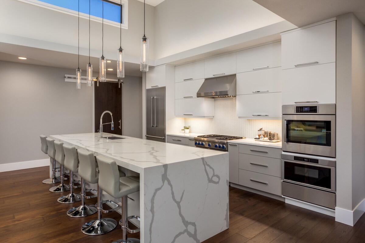 White Parallel Modular Kitchen