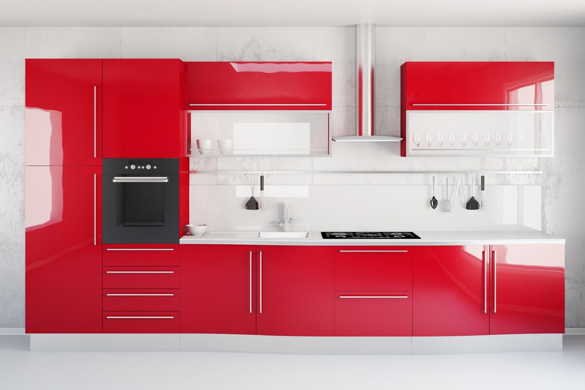 Luxurious Red White Modular Kitchen Luxurious Red White Modular Kitchen