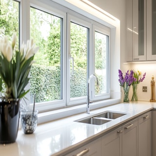 Modern White UPVC Window Design For Kitchens