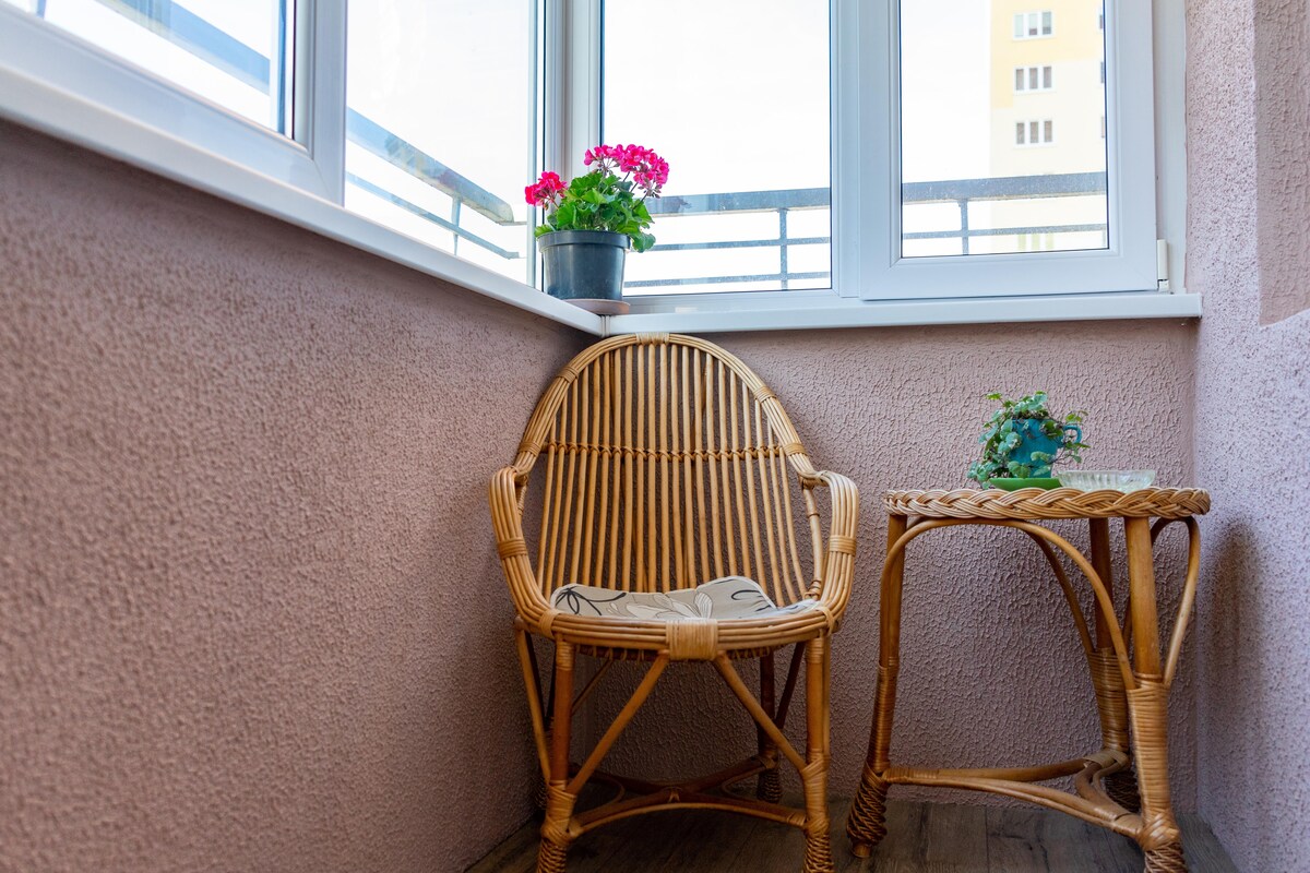 Simple Modern Balcony Design with Wicker Furniture. Simple Modern Balcony Design with Wicker Furniture.