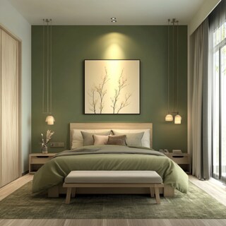 Modern Master Bedroom Design with Green Accent Wall