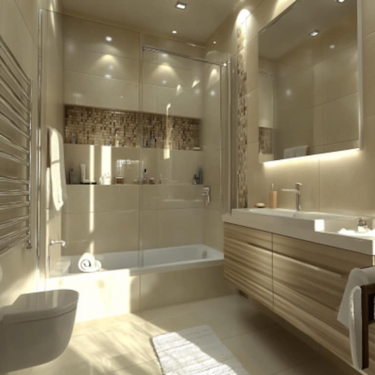 Scandinavian Bathroom Design with Glass Partition