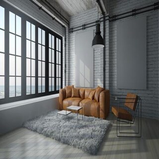 Rustic Brown Leather Sofa for Living Room