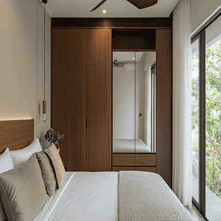 Contemporary 2 Door Sliding Wardrobe Design with Mirror Shutter