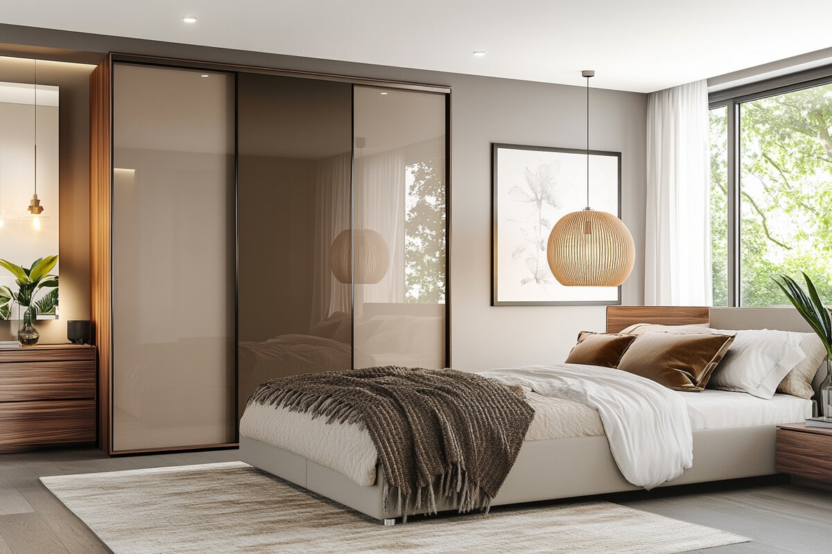 3-Door Modern Sliding Wardrobe Design in High Gloss Finish 3-Door Modern Sliding Wardrobe Design in High Gloss Finish