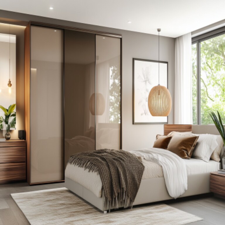 3-Door Modern Sliding Wardrobe Design in High Gloss Finish