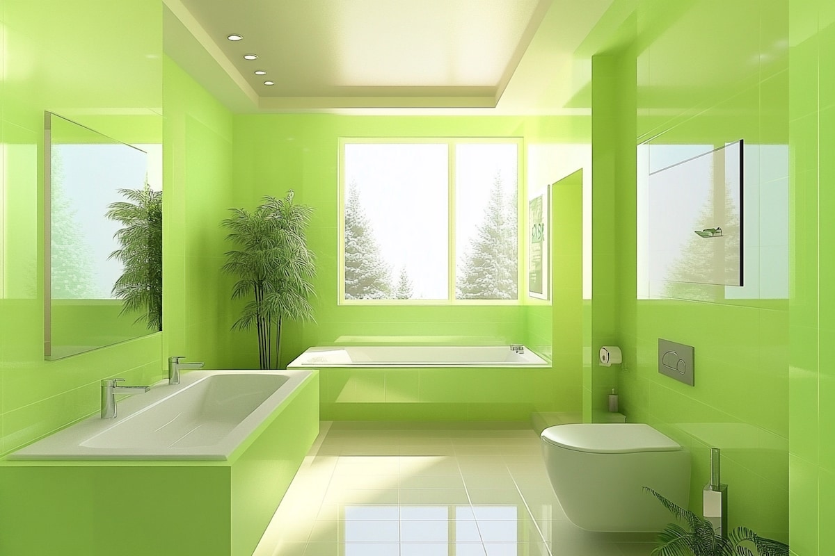 Modern Light Green Bathroom Wall Paint Design