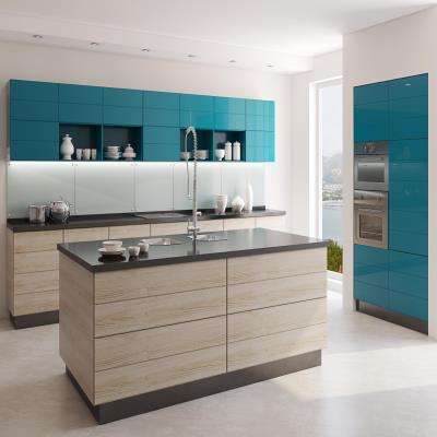 Minimal Turquoise Blue Modular Kitchen