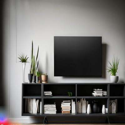 Minimalist Modern Black  TV Floating Cabinet Design with Industrial Touch