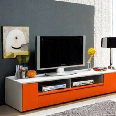 Classic TV Unit Design in Orange with a Black Lamp