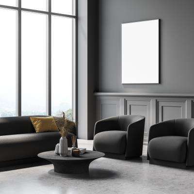 Redefining Sleekness With A Dark Grey Sofa Living Room