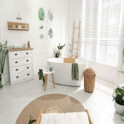 Modern Bathroom Design with Jute Floor Mats 
