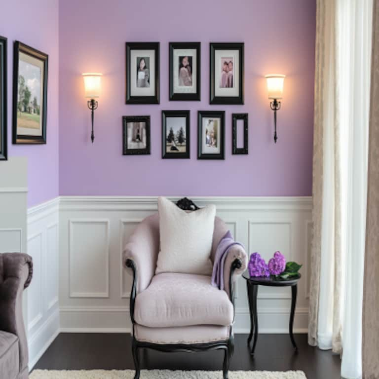 Modern Lavender Living Room Wall Paint Design