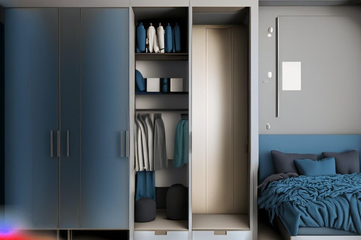 Contemporary Grey and Blue Wardrobe Design Contemporary Grey and Blue Wardrobe Design