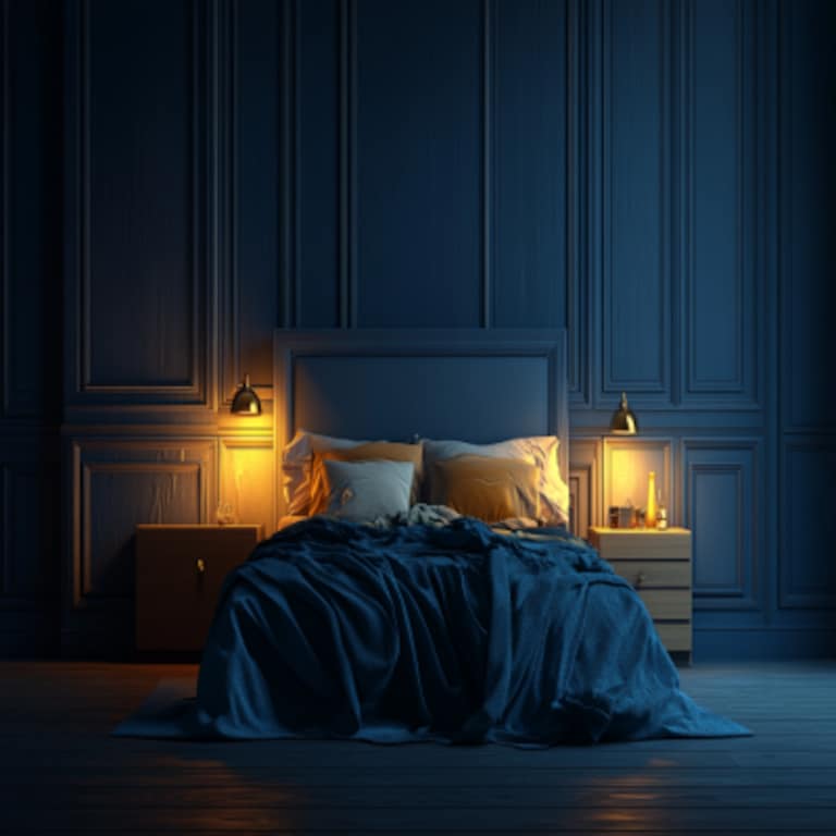 Modern Dark Blue Wall Paint Design with Wooden Flooring